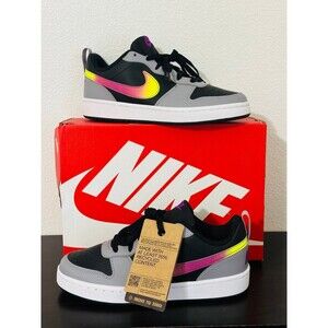 Nike Court Borough Low Recrafted Big Kid 6Y Black Purple Cement Grey NWT